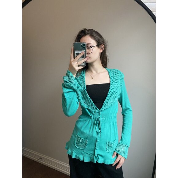 Teal Green Nanette Lapore Cardigan Size Large - Picture 4 of 10